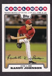 2008 Topps baseball card #UH173 Arizona Diamondbacks Randy Johnson 4673 K's - Picture 1 of 2