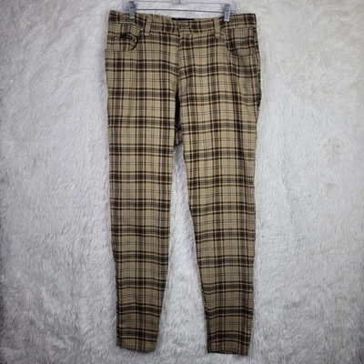 Vtg BC Ethic Mens 36x32 Tan Tartan Tapered Pants 90s Y2K Streetwear Made In USA - Image 1 of 4