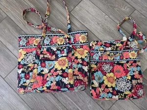 Vera Bradley Happy Snails Retired Quilted Large Tote & Shoulder Bag Set Of 2 - Picture 1 of 16