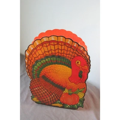 Vintage Cardboard Paper Thanksgiving Die Cut Gift Bags Turkey Indian - Image 1 of 4