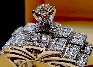 Rhinestone Wedding Set Size 9  #766 - Picture 1 of 3