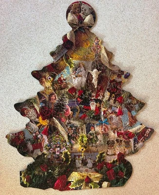 SHAPED CHRISTMAS TREE (Vintage Springbok) -- 500 Piece Puzzle -- Complete - Image 1 of 3