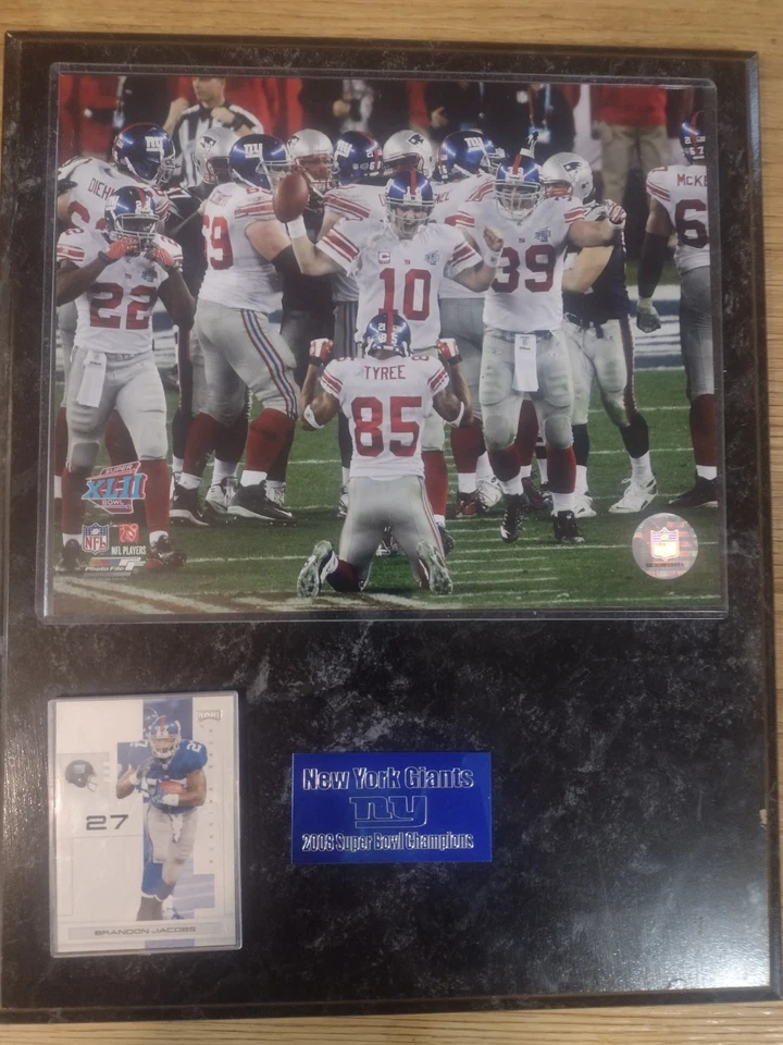 Placa fotográfica del Super Bowl de los New York Giants 2008 con tarjeta #27 de Jacobs foto de la NFL Foto 1 de 4
