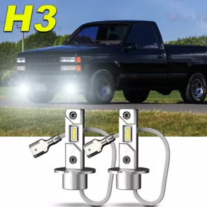 For Chevy C1500 2500 3500 1990-1998 Upgrade H3 LED Headlight Fog Light Bulbs Kit - Picture 1 of 11