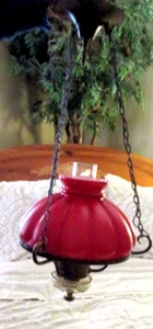 Vintage Red Melon Glass Shade chandelier - Picture 1 of 7