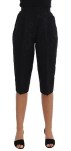 DOLCE & GABBANA Shorts Capri Black Brocade High Waist IT40 / US6 / S RRP $1080 - Picture 1 of 8