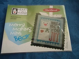 Merry Making Mini: Bear Heart In Hand Cross Stitch Pattern by Cecelia Turner - Picture 1 of 3