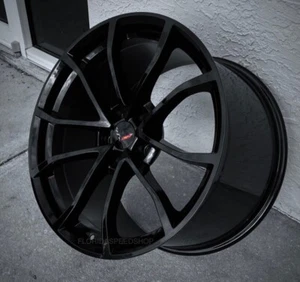GLOSS BLACK C7 CORVETTE GRAND SPORT STYLE FLOW FORGED WHEELS 19X10/20X12" - Picture 1 of 6