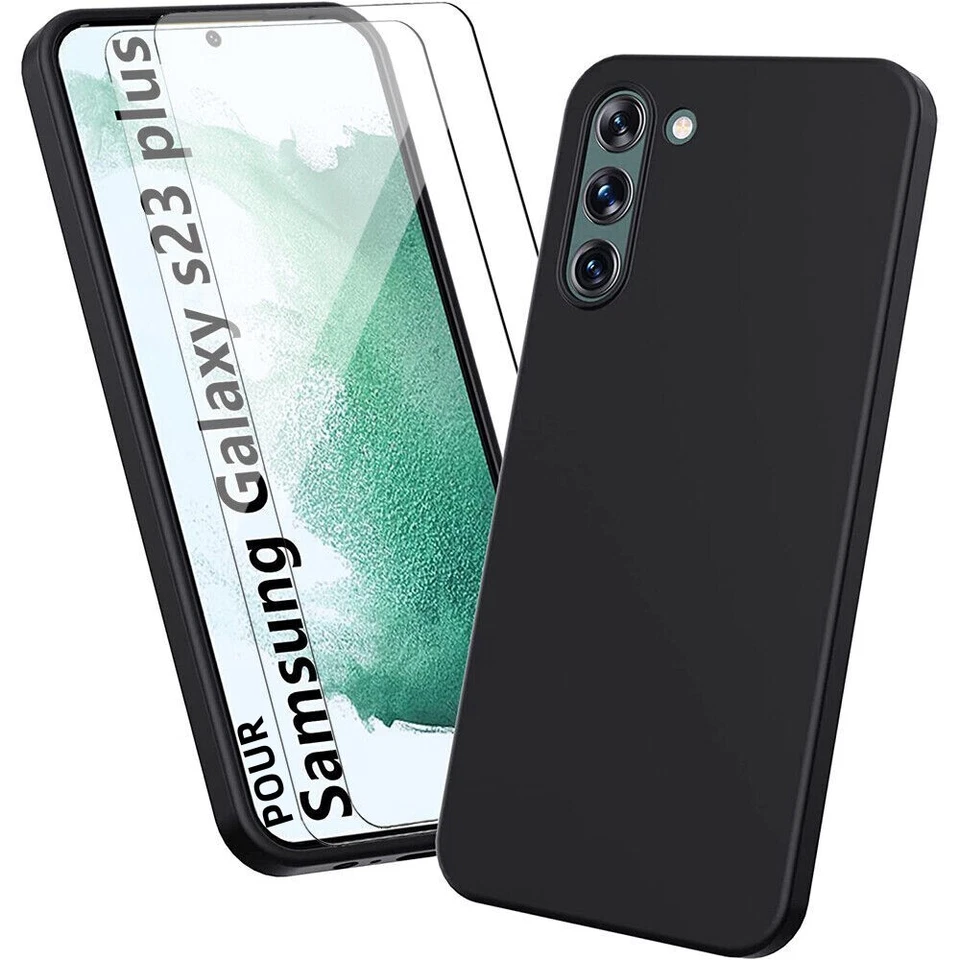 Coque +2 Verres Trempés pour Samsung S23 S22 S21 S20 FE S10/9/8 Note 8/9/10 Lite