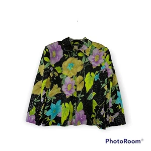 Women's Mesmerize By KamiKam Black & Floral Glitter Jacket Medium - Picture 1 of 11