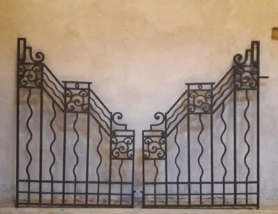 Paire grilles intérieures portail fer forgé Art Déco ancien Interior Gates iron - Photo 1/4