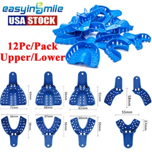 Autoclave Dental Perforated Plastic Impression Trays 12Pcs Upper/Lower S/M/L/XL - Picture 1 of 20