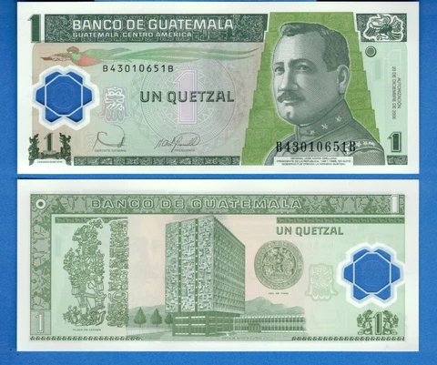 Guatemala 1 Quetzal Year 2006 Uncirculated Polymer Currency Banknote Cover