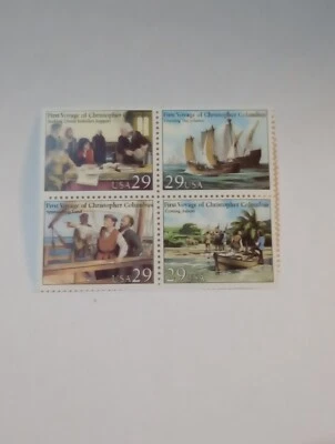 29 CENT MINT NH VOYAGE OF COLUMBUS STAMP BLOCK FV 1.16 CV 6.25 SC 2620-23 - Image 1 of 4