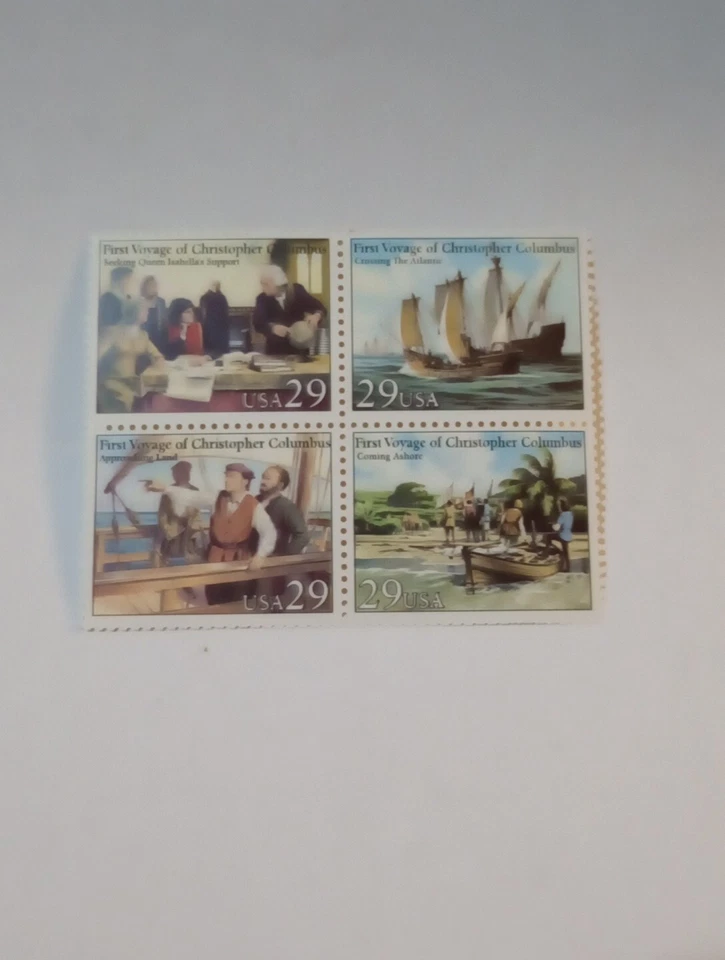 29 CENT MINT NH VOYAGE OF COLUMBUS STAMP BLOCK FV 1.16 CV 6.25 SC 2620-23 - Image 1 of 4