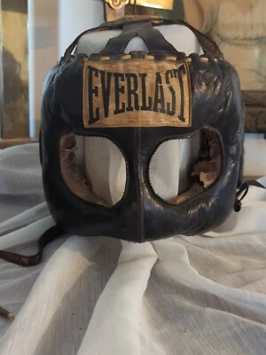 Vintage 1920s Antique leather Everlast Boxing Rare Face mask Helmet Headgear Set - Image 1 of 4