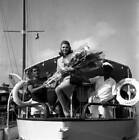 Yugoslav actress Sylva Koscina on a boat at the Cannes Film Festiv- Old Photo 1