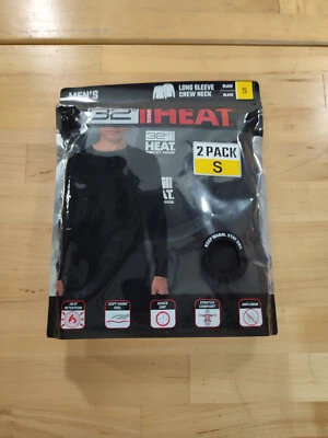 Paquete de 2 capas base absorbentes de humedad cuello redondo rendimiento 32 grados pequeña negra Foto 1 de 4