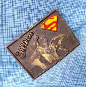 Superman Promotional Dress Belt Buckle Vtg 70s DC Comics Lee Byron NYC .SHY737 - Picture 1 of 8