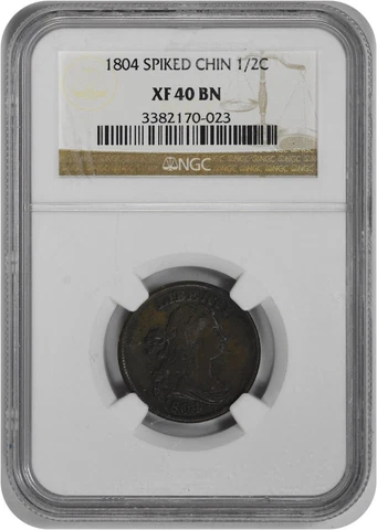 1804 Half Cent Spiked Chin EF40BN NGC Cover