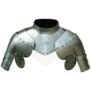 Medieval Larp Gothic steel Pair Of Pauldrons With Gorget Shoulder Armor 18 gauge - Picture 1 of 3