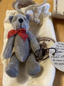Ganz cottage collectibles miniatures bear CHARLET signed new 3” certificate Grey - Picture 1 of 7