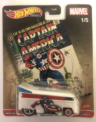 Hot Wheels Marvel Comics Captain America Volkswagen T1 Drag Bus VW Van - NM. - Image 1 of 4
