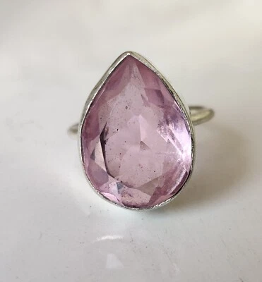 Lovely Rose Quartz Solid 925 Sterling Silver Beautiful Ring All Size PG028 - Image 1 of 3