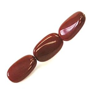25 Preciosa Czech Boho Glass Opaque Blood Red 14x8mm Wavy Flat Oval Craft Beads - Picture 1 of 1