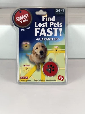 NEW SMART TAG PET ID-FIND LOST PETS FAST Size Medium red - Image 1 of 2