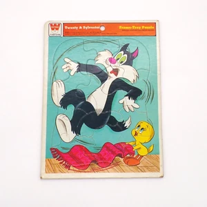 Whitman 1975 Tweety Bird and Sylvester Frame Tray Puzzle 12 pc #4512E VTG 70s - Picture 1 of 7