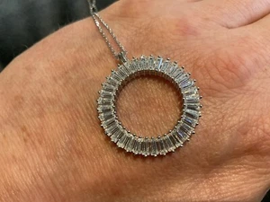 5.89 Carat Lab Created Diamond Circle Pendant With Necklace Platinum Plated 925 - Picture 1 of 7