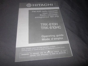 HITACHI FM/AM RADIO Cassette TAPE RECORDER TRK-610H TRK-610HC Operating GUIDE - Picture 1 of 5