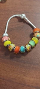 Europäisches Murano Armband - Charm mit bunten Glasperlen. - Bild 1 von 3