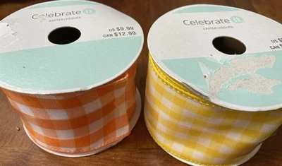 2 Spools Celebrate It Wired Gingham Ribbon 20 Feet Each - Image 1 of 4