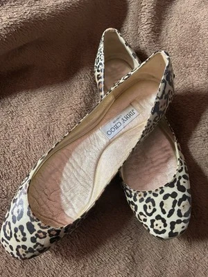 JIMMY CHOO WITTY - RARE Leopard Print Shimmer Patent Flats SIZE -  40  Italy - Image 1 of 4