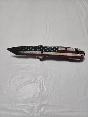 Spring Asstd Proud American Rescue Folding Pockt Knife Tanto Blade M10-A89USSF - Image 1 of 2