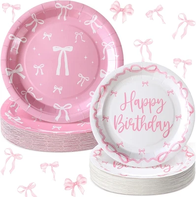 72 Piezas Platos de Fiesta con Arco Rosa Coqueta Suministros de Cumpleaños 7" 9" Arco Temático Fiesta... Foto 1 de 4