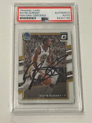 2017-18 Panini Donruss Optic Kevin Durant Card #47 Warriors PSA DNA Signed Auto - Image 1 of 2