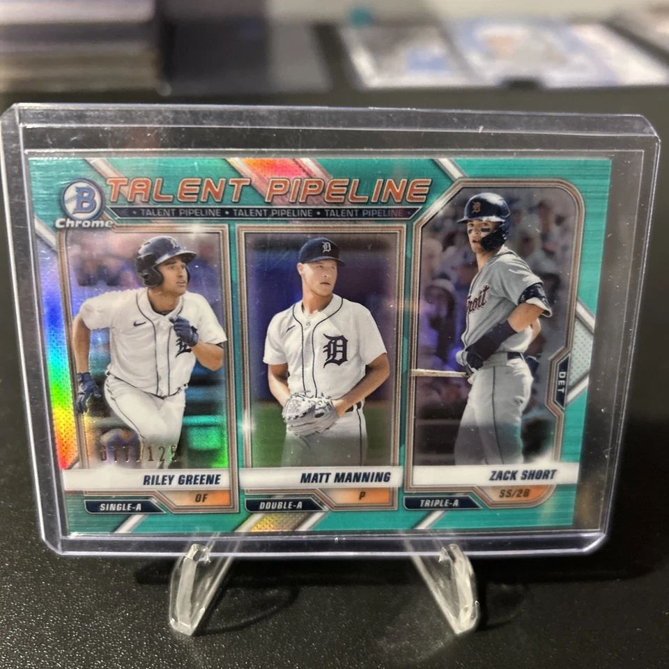 2021 Bowman Chrome Riley Greene Talent Pipeline Aqua 119/125 #TP-DET Tigers - Image 1 of 1