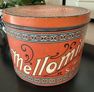 Vintage Mellomints 5 lb Candy Tin Brandle Smith Co Philadelphia PA USA Red - Picture 1 of 12