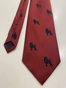 Chipp2 Black Poodle Necktie 100% Silk USA Handmade Red Tie - Picture 1 of 7