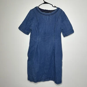 Vestido recto Boden Denim manga corta con cremallera trasera elástico talla 12L - Imagen 1 de 7