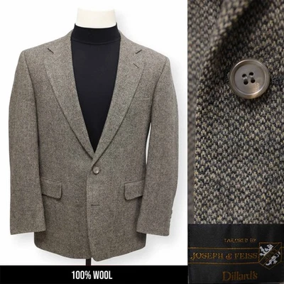 JOSEPH & FEISS TWEED mens brown pattern WOOL sport coat suit jacket blazer 40 R - Image 1 of 4