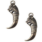 2 Wolf Keychain Pendant Retro Tooth Necklace Charm Animal Jewelry