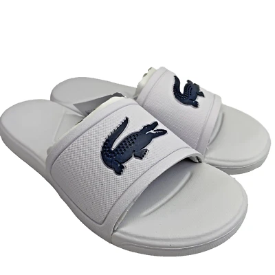Lacoste Kids Slide Slippers, UK 4 Child, EUR 37, White Dark Blue - Image 1 of 4