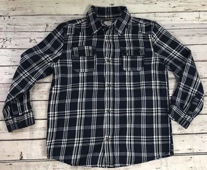 Kids Joe Fresh Button Down Long Sleeve Navy Plaid Shirt - Size XL 14 - Picture 1 of 8