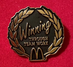McDonalds Winning Through Team Work Pinback Button Pin Crew Badge - Picture 1 of 2