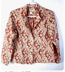 Coldwater Creek Jacket Women's Large Cotton Linen Blend Pink White Career - Picture 1 of 9