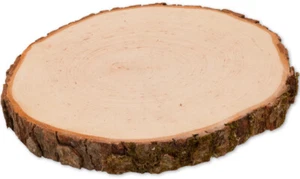 2 x Rindenbrett Baumscheibe Rindenscheibe Holzbrett geschliffen rund D 24-27 cm - Bild 1 von 3